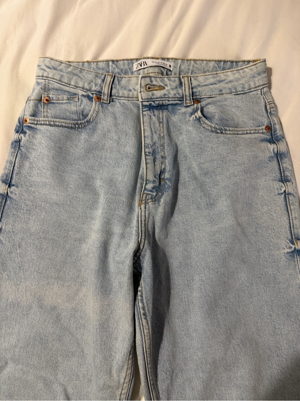 Zara Light Blue High-Rise Straight Jeans